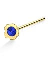 Flower with Stone Silver Straight Nose Stud NSKA-22 